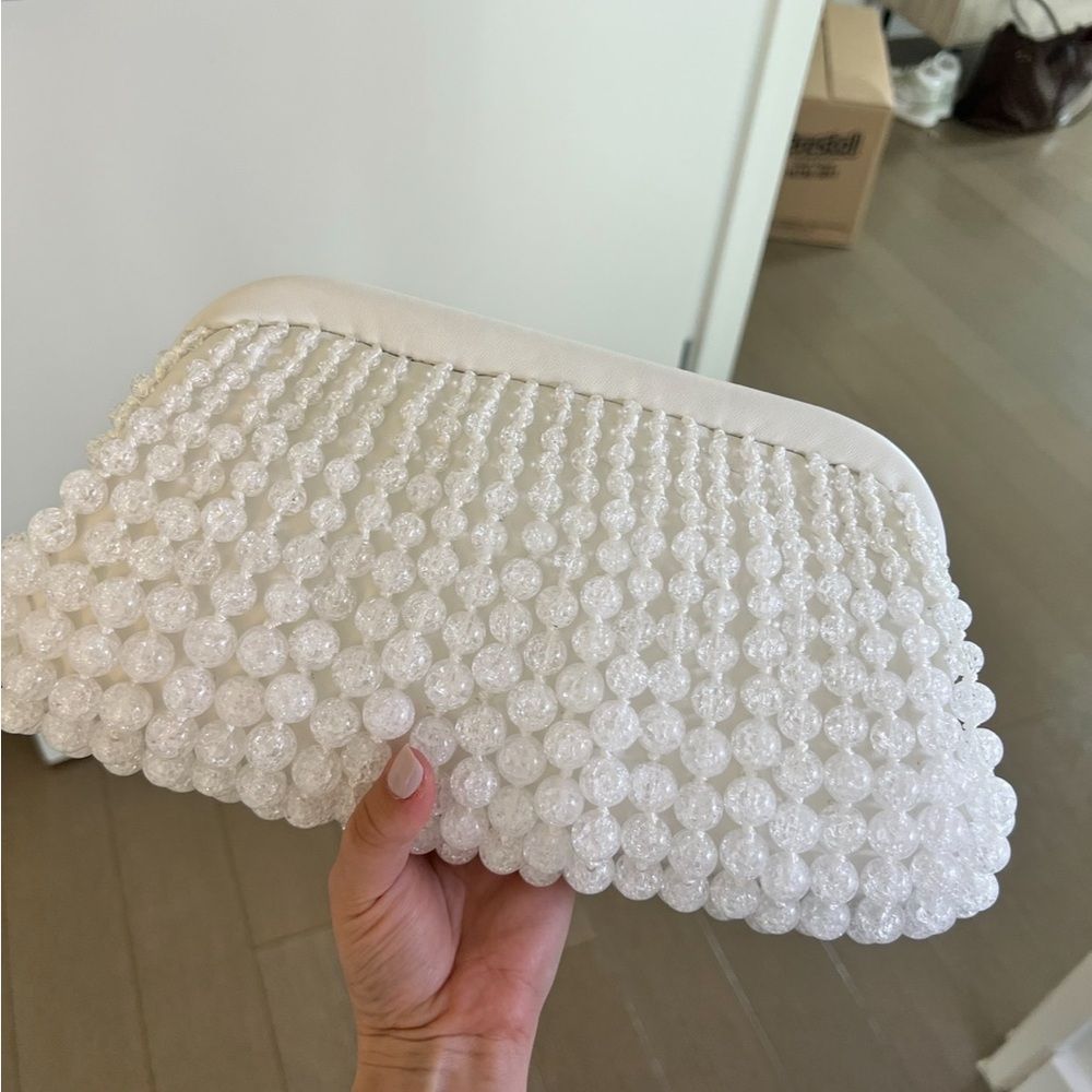 Cult Gaia Nia Beaded White Clutch